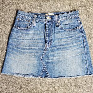 Madewell Size 28 (Meas 30x15.5) Raw Hem Med Wash Short Jean Denim Skirt A11